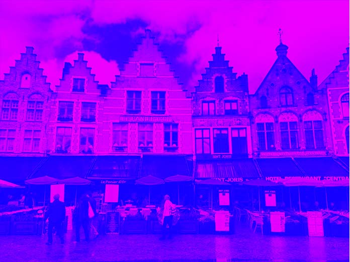 Image showing what happens when we reuse the matrix from the magenta example and add a 100% alpha channel on the blue level